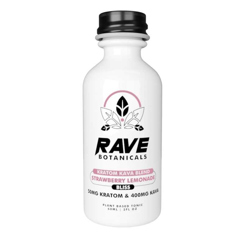 Rave Botanicals - Kratom Kava Blend Bliss Shot Strawberry Lemonade - 60ml