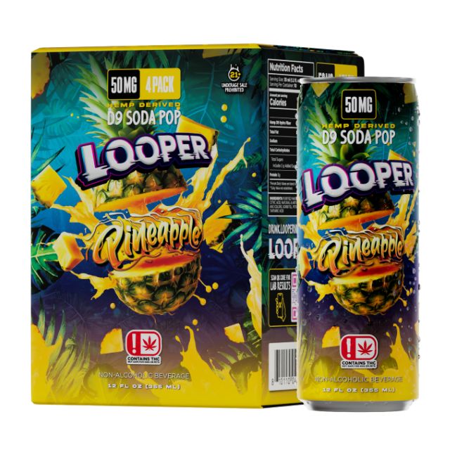 LOOPER HEMP DRIVED D9 SODA POP DRINK 50MG (12OZ  355ML/ CAN) 4CT/ BOX