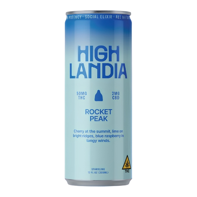 HIGHLANDIA SPARKLING SOCIAL ELIXIR DRINK 50MG THC + 2MG CBD (12OZ  355ML/ CAN) 4CT/ BOX